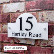 Personalised Bridge Style Acrylic House Adrress Plaque/Street Number Sign - House Sign Solutions