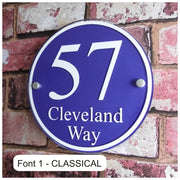 Personalised House Number Sign or Street Address Plaque (Large Round) - House Sign Solutions