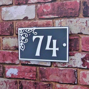 High Quality Floral  House Door Number Sign (Rectangle) Glass Effect Acylic - House Sign Solutions