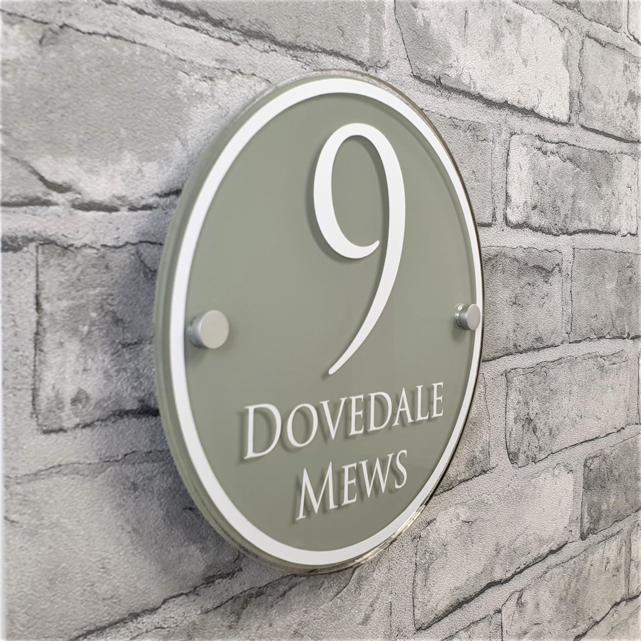 Personalised Sage Green Round House Number Sign & Address Plaque ...