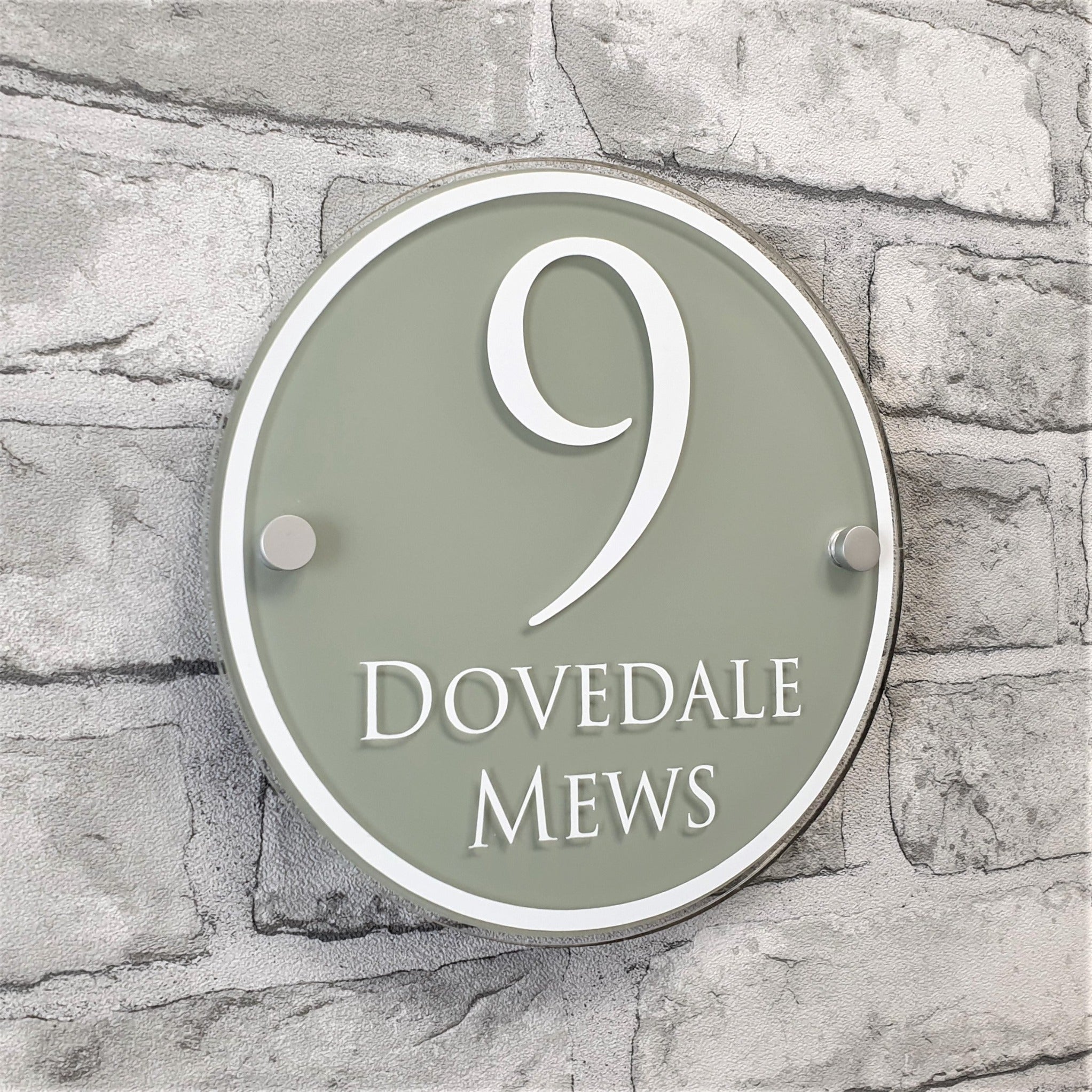 Personalised Sage Green Round House Number Sign & Address Plaque ...