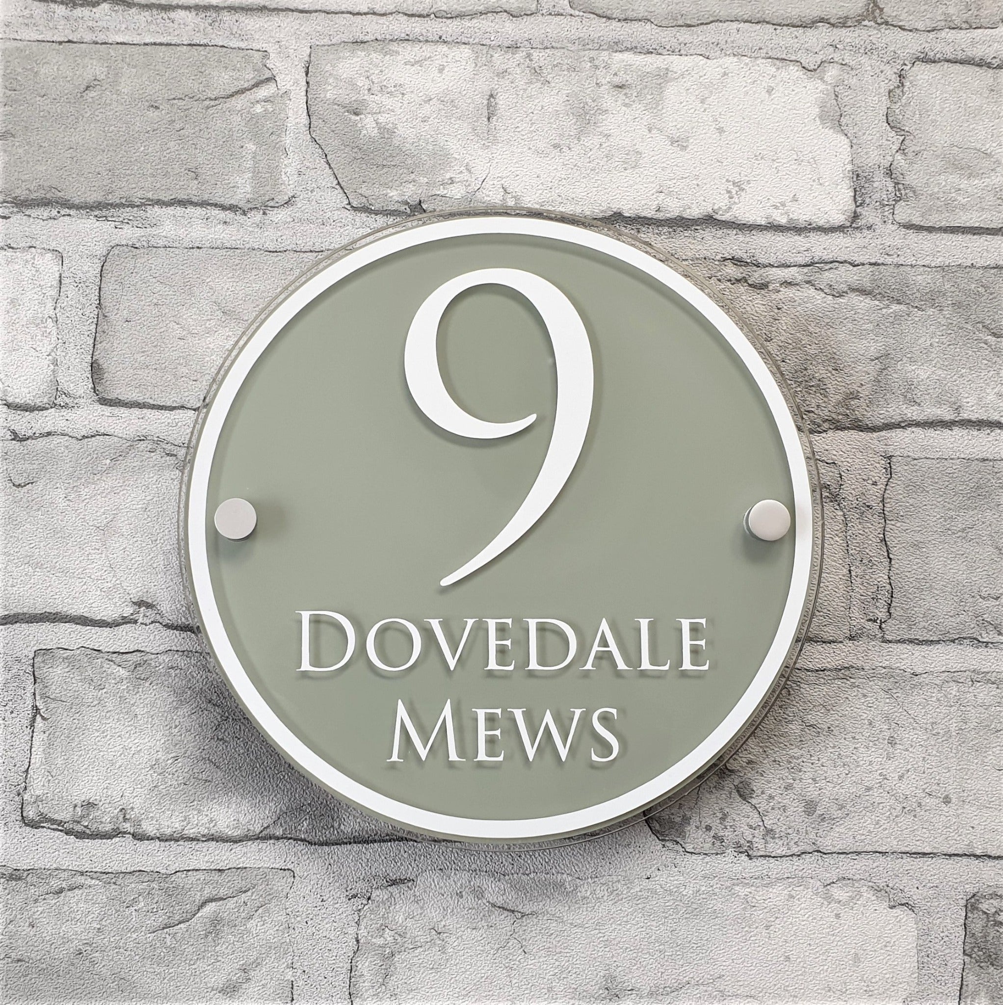 Personalised Sage Green Round House Number Sign & Address Plaque ...