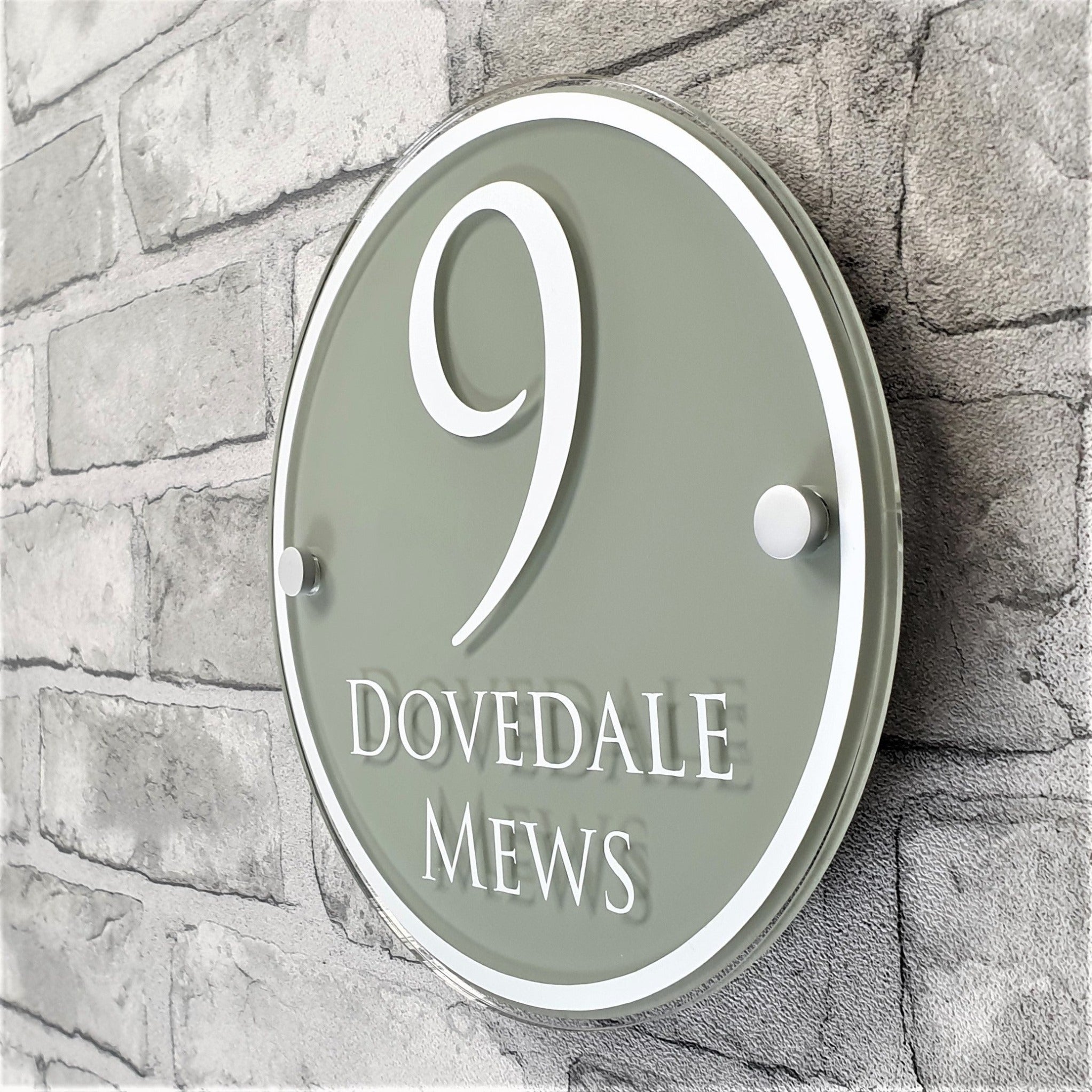 Personalised Sage Green Round House Number Sign & Address Plaque ...