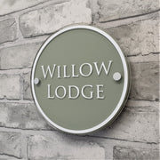Personalised Sage Green Round House Number Sign & Address Plaque