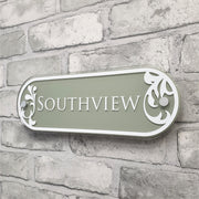 House Name Address Plaque with Decorative Floral detailing