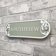 House Name Address Plaque with Decorative Floral detailing