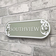 Decorative Sage Green House Name Plaque