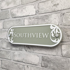 Decorative Sage Green House Name Plaque