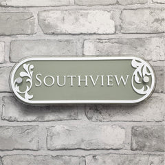 Decorative Sage Green House Name Plaque