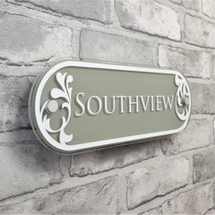 Decorative Sage Green House Name Plaque