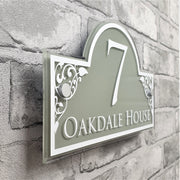 Personalised Decorative House Sign/Door Number Address Plaque including Floral Detailing