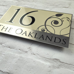 Customised House Number Signs in Cream/Beige with Floral design