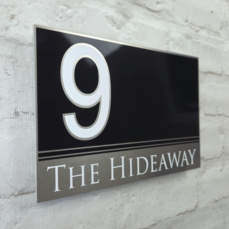 Large Modern House Address Sign | door Number Plaque | Solid Aluminium