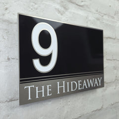 Large Modern House Address Sign | door Number Plaque | Solid Aluminium