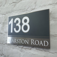 Large Modern House Address Sign | door Number Plaque | Solid Aluminium
