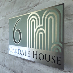 Large Sage Green Modern Address Sign or Door Number Plaque | Solid Aluminium