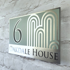 Large Sage Green Modern Address Sign or Door Number Plaque | Solid Aluminium