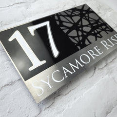 Ultra Modern Personalised House Sign Plaques & Door Number in Black