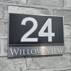 Contemporary House Sign | door Number or Address Plaque | Solid Aluminium
