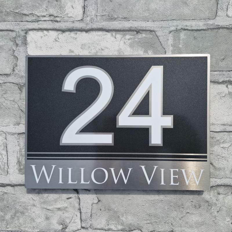 Contemporary House Sign | door Number or Address Plaque | Solid Aluminium