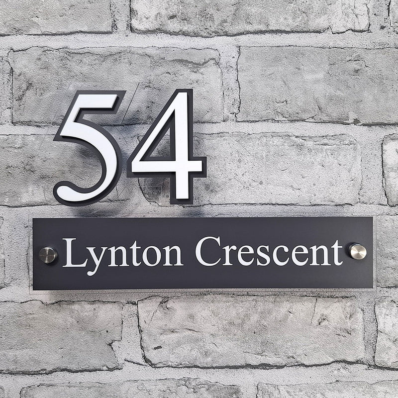 Laser-Cut Acrylic House Sign with 3D Raised Numbers — Modern Address P ...