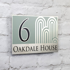 Large Sage Green Modern Address Sign or Door Number Plaque | Solid Aluminium