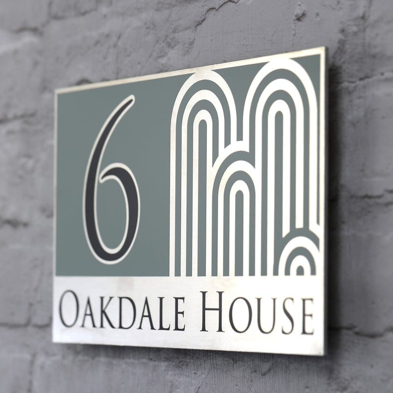 Large Sage Green Modern Address Sign or Door Number Plaque | Solid Aluminium
