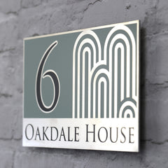 Large Sage Green Modern Address Sign or Door Number Plaque | Solid Aluminium