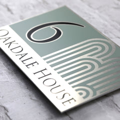 Large Sage Green Modern Address Sign or Door Number Plaque | Solid Aluminium