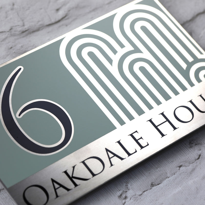 Large Sage Green Modern Address Sign or Door Number Plaque | Solid Aluminium