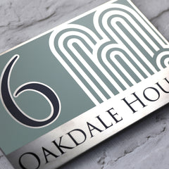Large Sage Green Modern Address Sign or Door Number Plaque | Solid Aluminium
