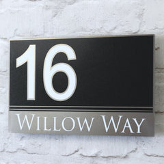 Large Modern House Address Sign | door Number Plaque | Solid Aluminium