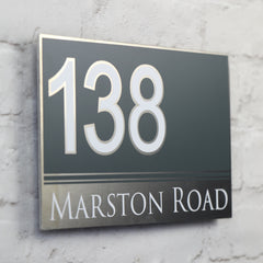 Large Modern House Address Sign | door Number Plaque | Solid Aluminium