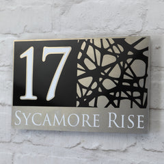 Ultra Modern Personalised House Sign Plaques & Door Number in Black