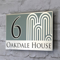 Large Sage Green Modern Address Sign or Door Number Plaque | Solid Aluminium