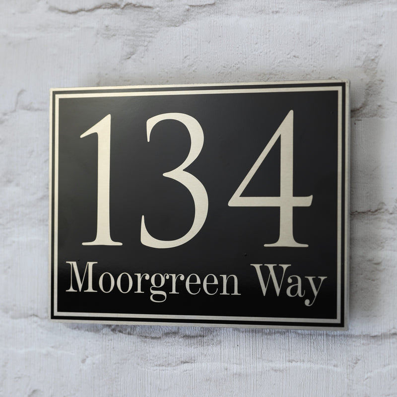 Traditional Black House Sign, Door Number or Address Plaque | Metal Aluminium
