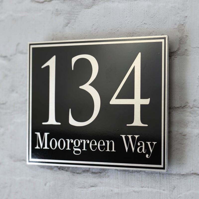 Traditional Black House Sign, Door Number or Address Plaque | Metal Aluminium