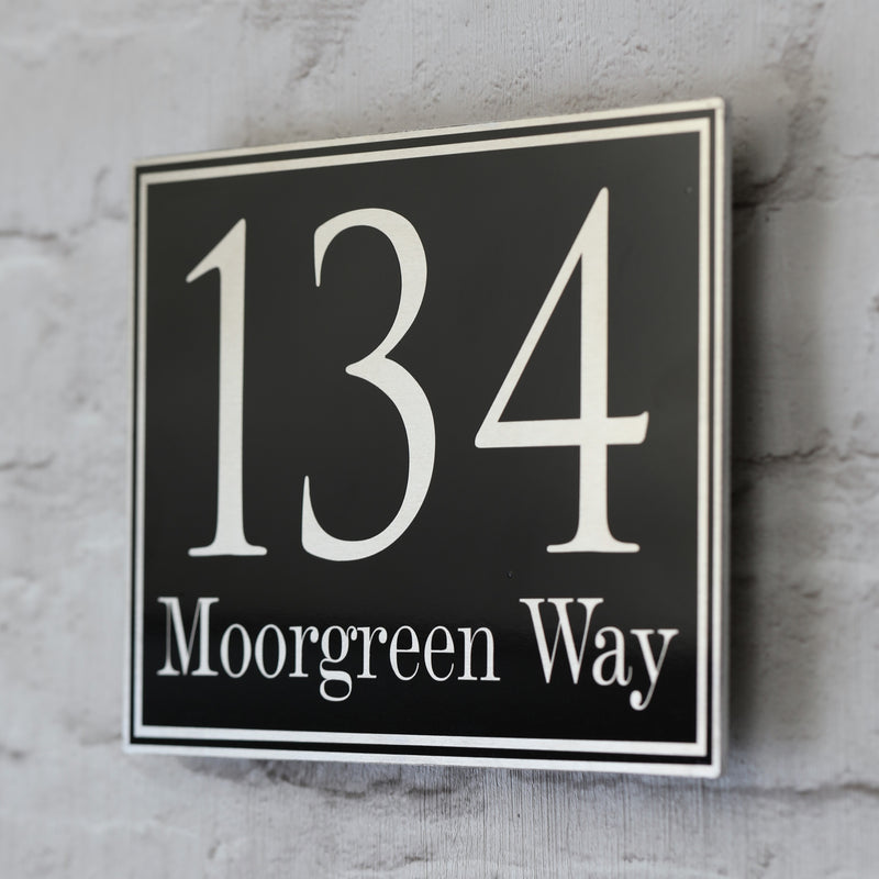 Traditional Black House Sign, Door Number or Address Plaque | Metal Aluminium