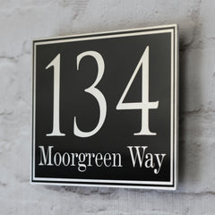 Traditional Black House Sign, Door Number or Address Plaque | Metal Aluminium