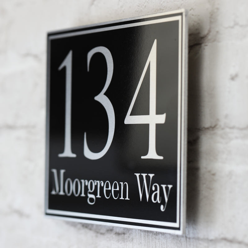 Traditional Black House Sign, Door Number or Address Plaque | Metal Aluminium