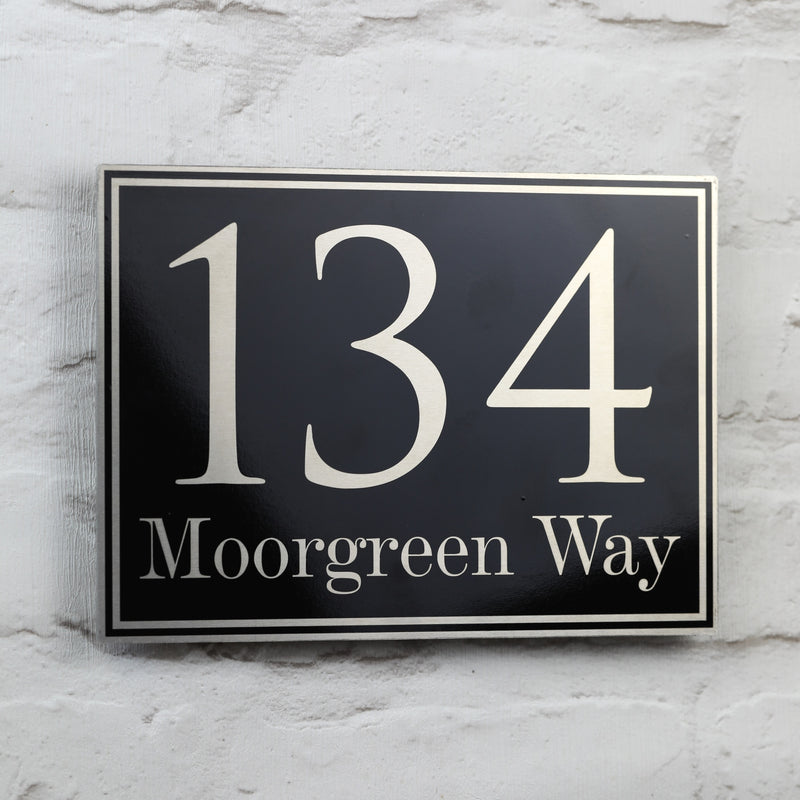 Traditional Black House Sign, Door Number or Address Plaque | Metal Aluminium
