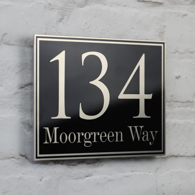 Traditional Black House Sign, Door Number or Address Plaque | Metal Aluminium