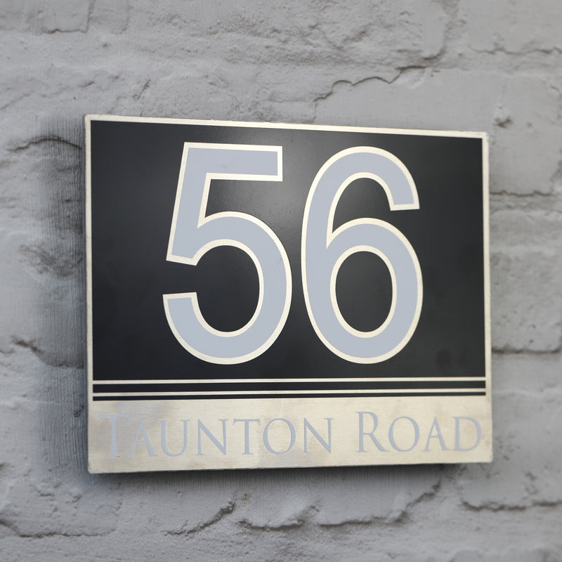 Contemporary House Sign | door Number or Address Plaque | Solid Aluminium