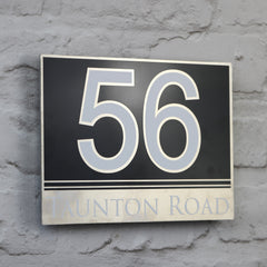 Contemporary House Sign | door Number or Address Plaque | Solid Aluminium