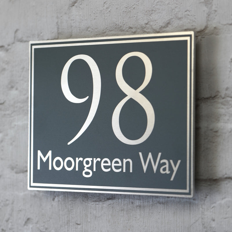 Slate Grey Address Sign, House Number | Metal Aluminium