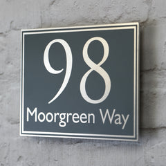 Slate Grey Address Sign, House Number | Metal Aluminium