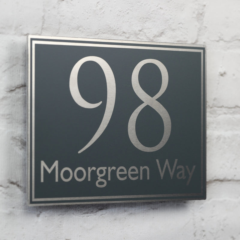 Slate Grey Address Sign, House Number | Metal Aluminium