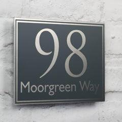 Slate Grey Address Sign, House Number | Metal Aluminium