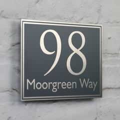 Slate Grey Address Sign, House Number | Metal Aluminium
