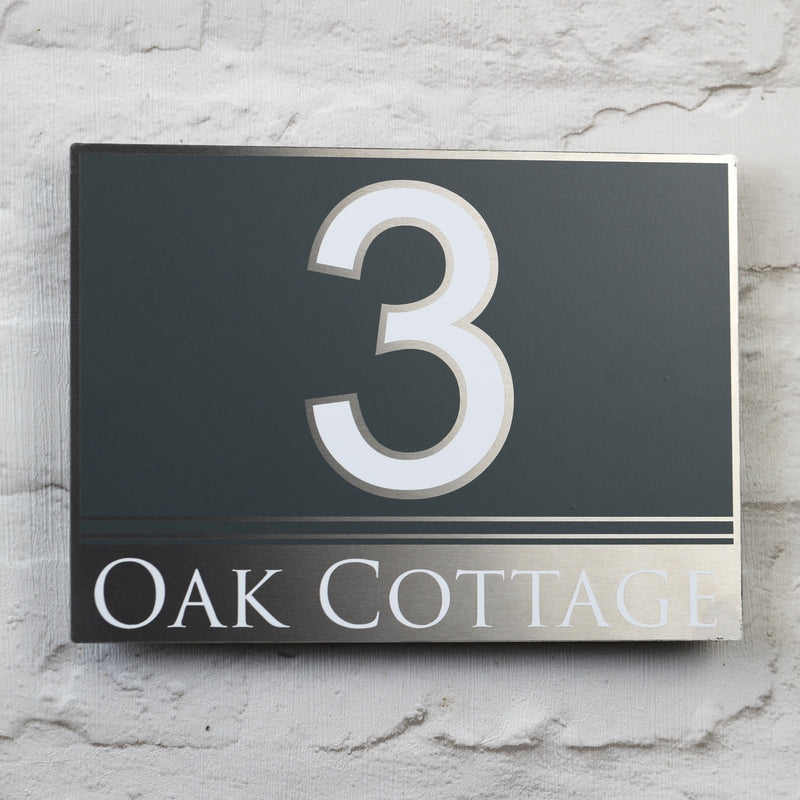 Contemporary House Sign | door Number or Address Plaque | Solid Aluminium